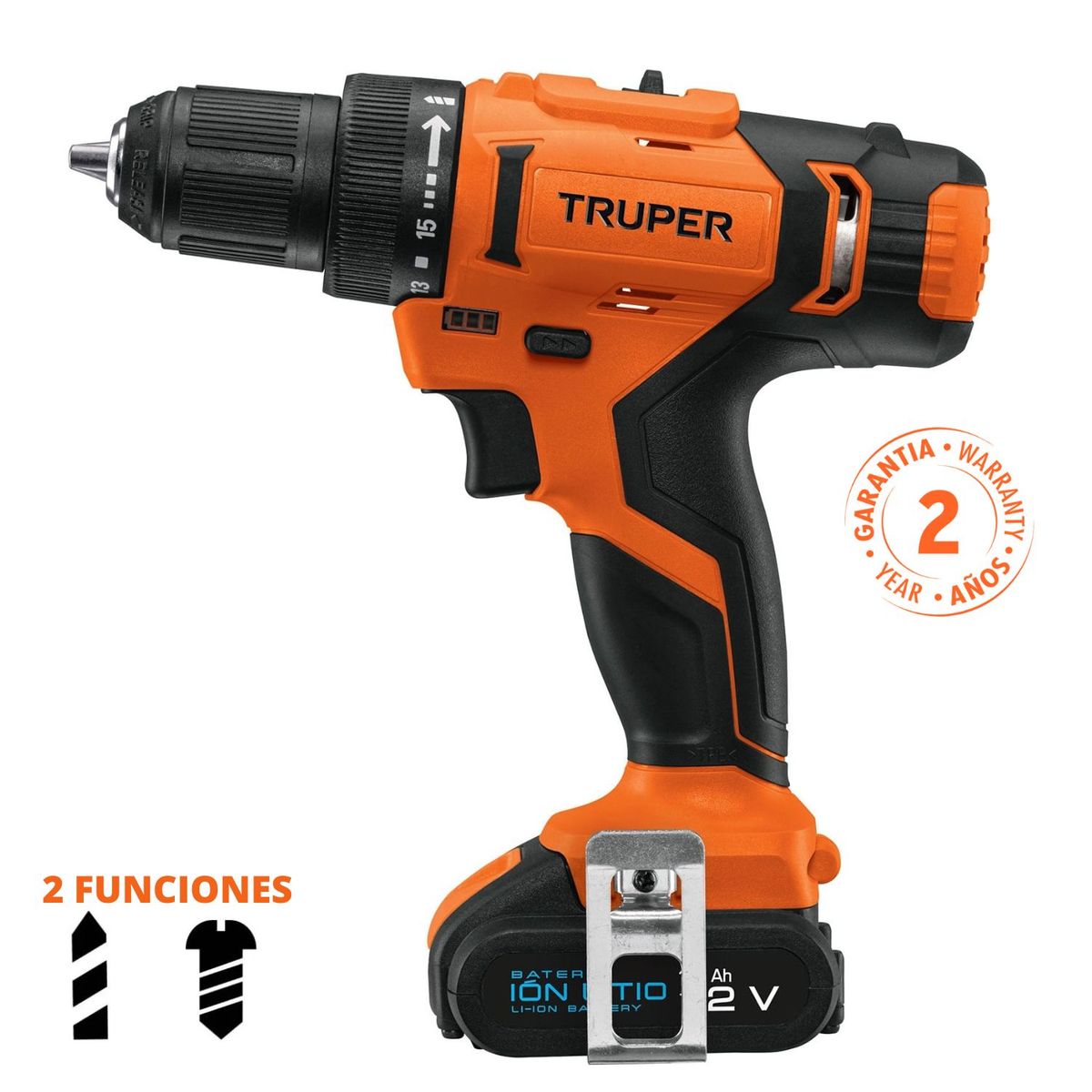 TRUPER - Taladro atornillador inalámbrico profesional 12v truper