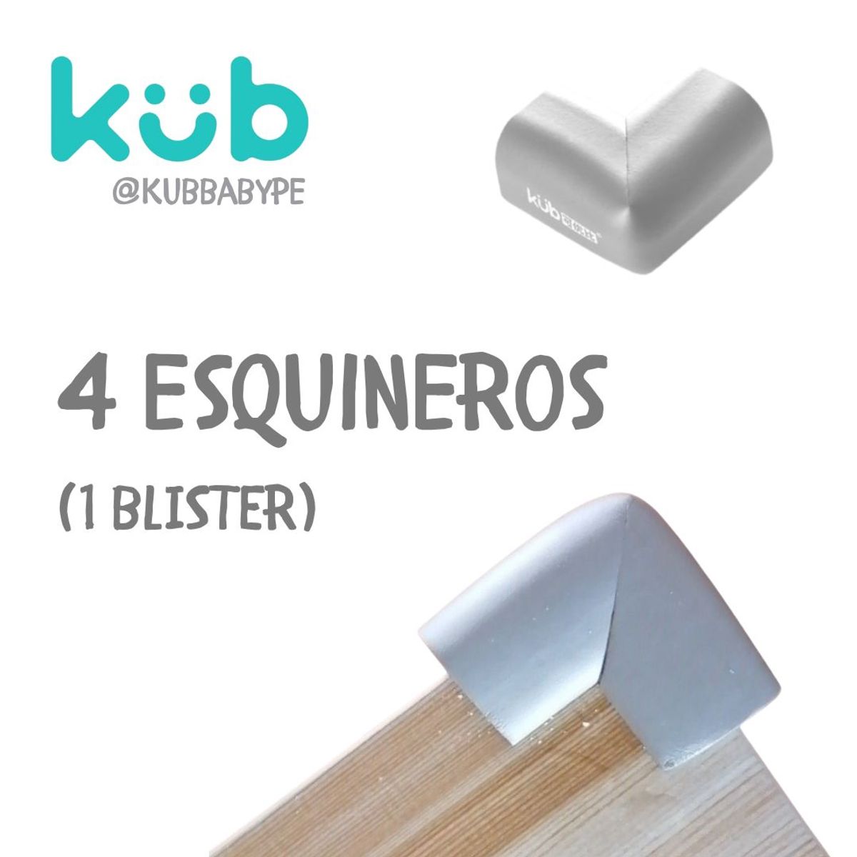 KUB - Cubre Esquinas contra Golpes Bebés Seguridad 4 KUB Gris