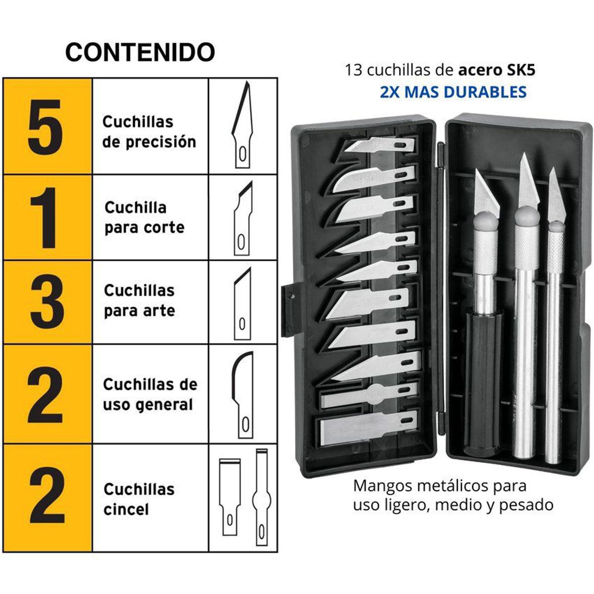 PRETUL - Juego cutter precisión cuchilla exacto tipo bisturí hobby pretul 13pzs