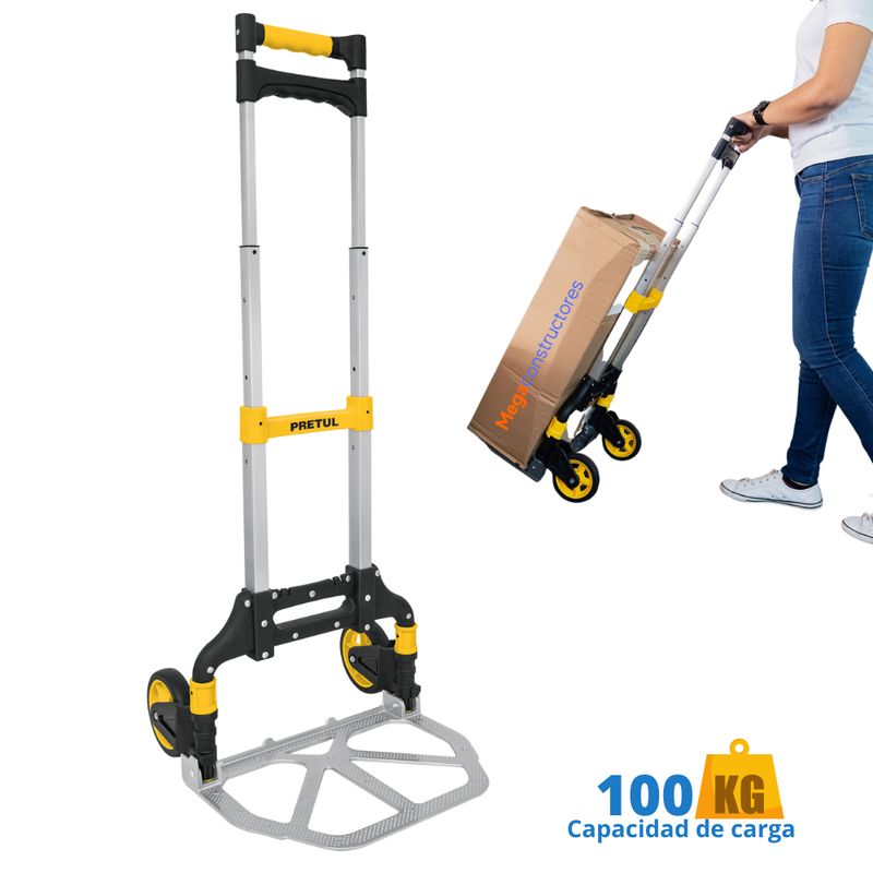 PRETUL - Carreta de carga plegable 100 kg carrito coche de carga rudo, Pretul