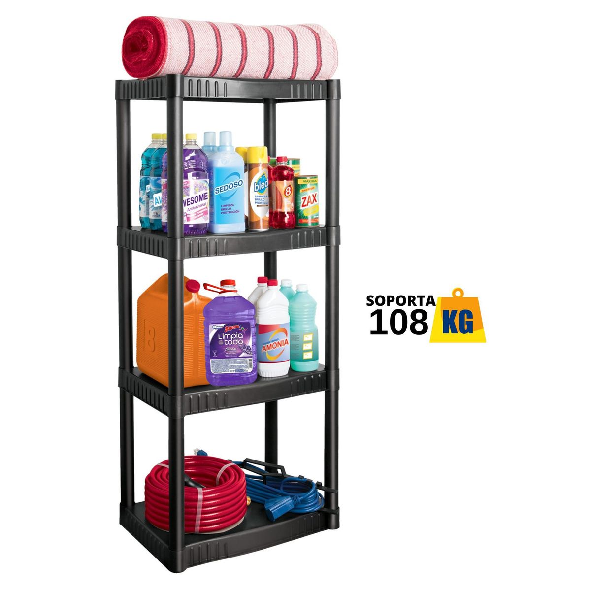 PRETUL - Estante organizador estante plástico 4 repisas,108kg pretul