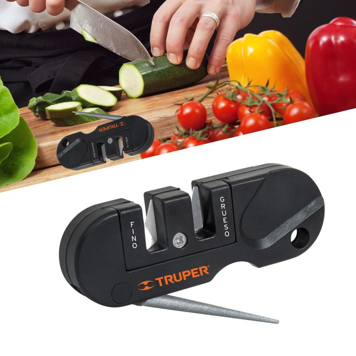 TRUPER - Afilador de cuchillo tijeras para cocina portatil truper