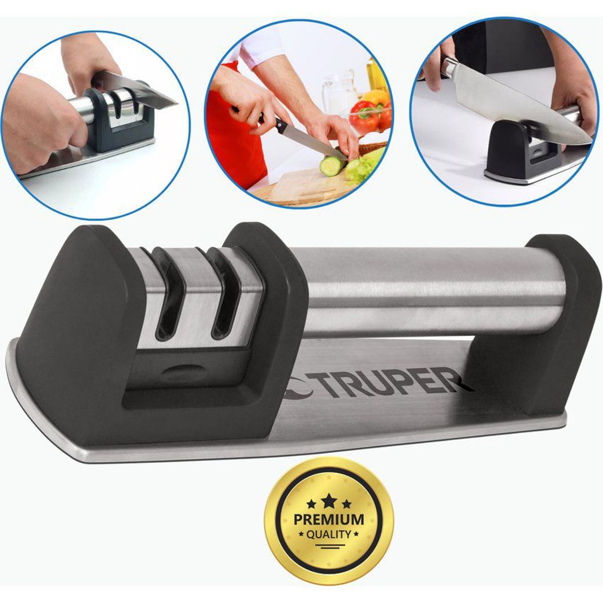 TRUPER - Afilador de cuchillo de cocina acero inoxidable truper