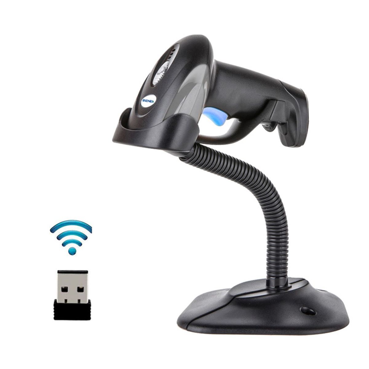 BIENEX - Lector Escaner codigo de barras inalambrico 1D 2D QR BIENEX y parante