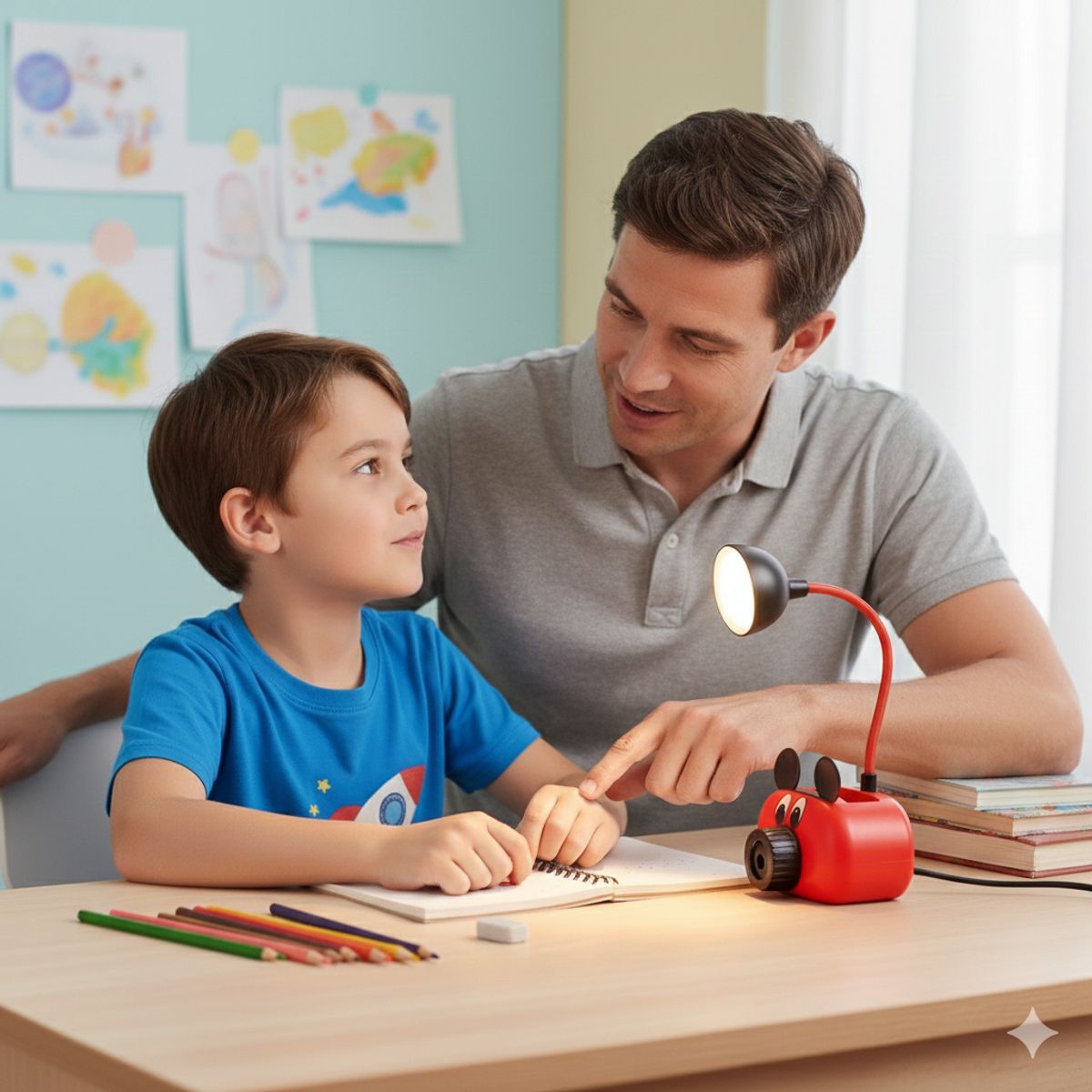 GENERICO - Lámpara de Escritorio Multifuncional Tajador Portalápices Rojo