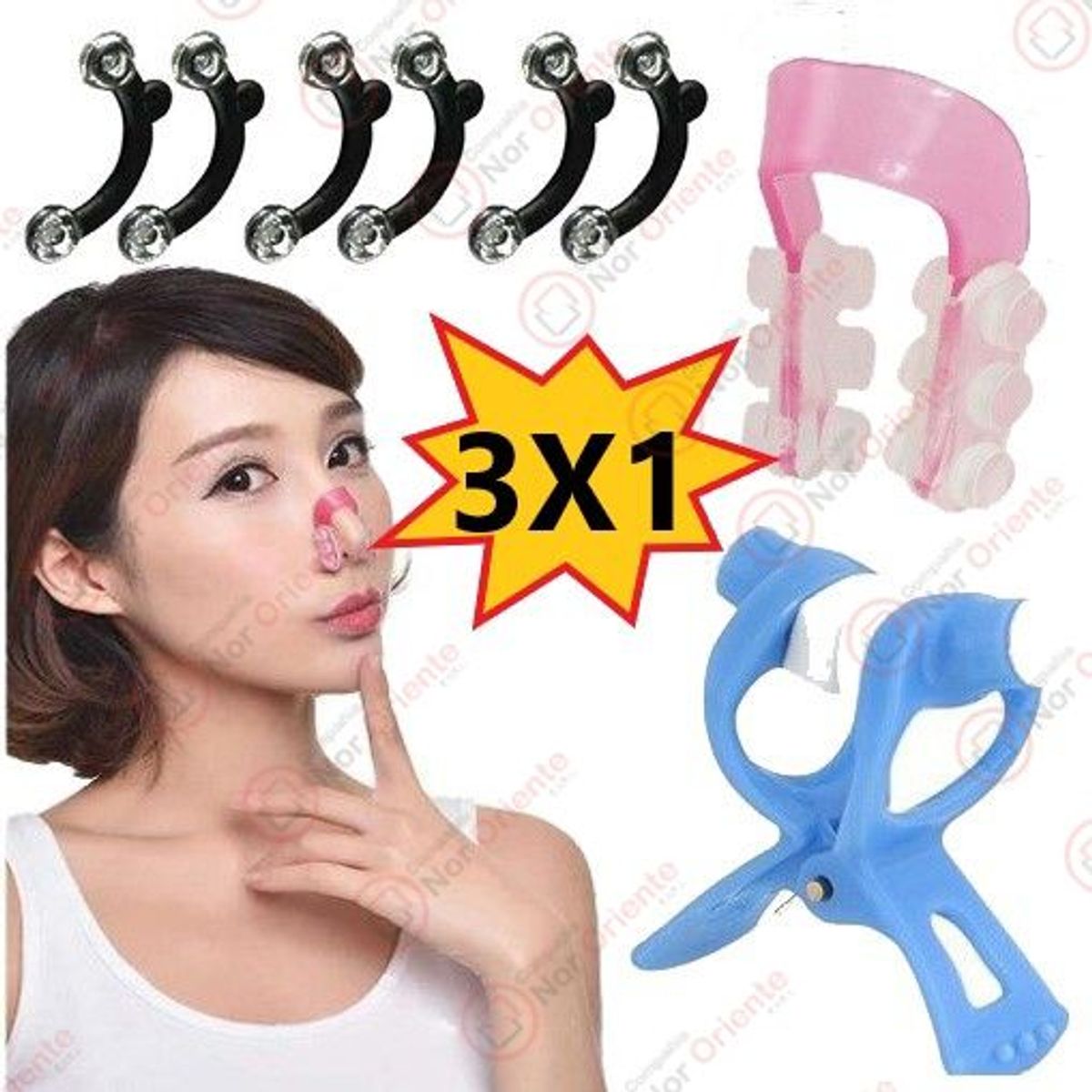 GENERICO - Corrector Nasal 3d Kit Completo Respingador Nasal Silicona