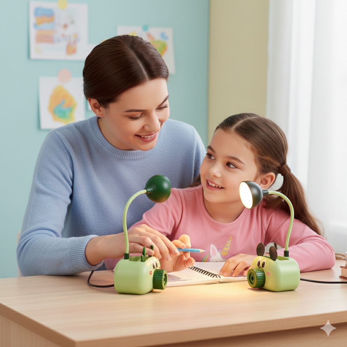 GENERICO - Lámpara de Escritorio Multifuncional Tajador Portalápices Reno Verde