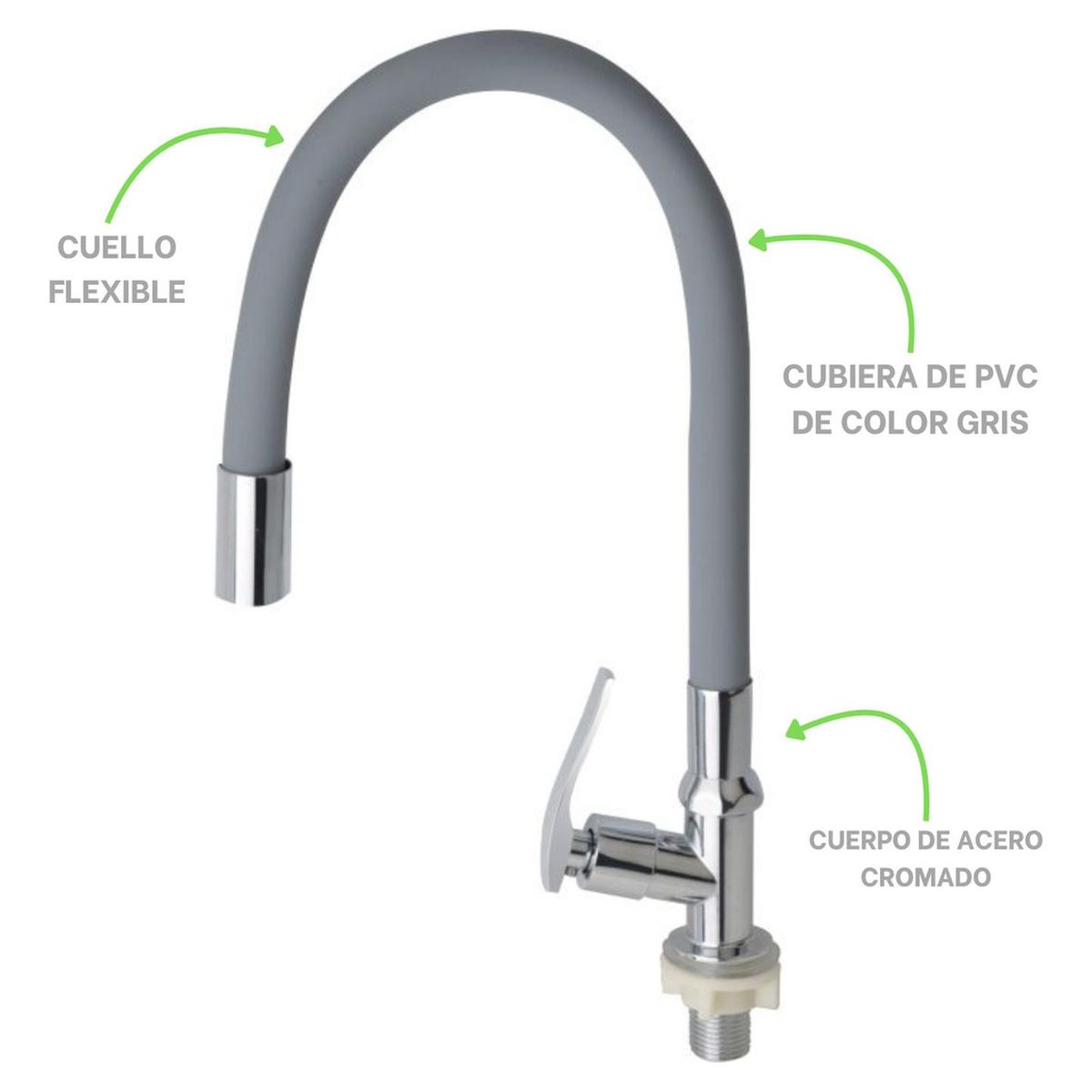 C&A - Llave Caño para Mueble Flexible Gris CA