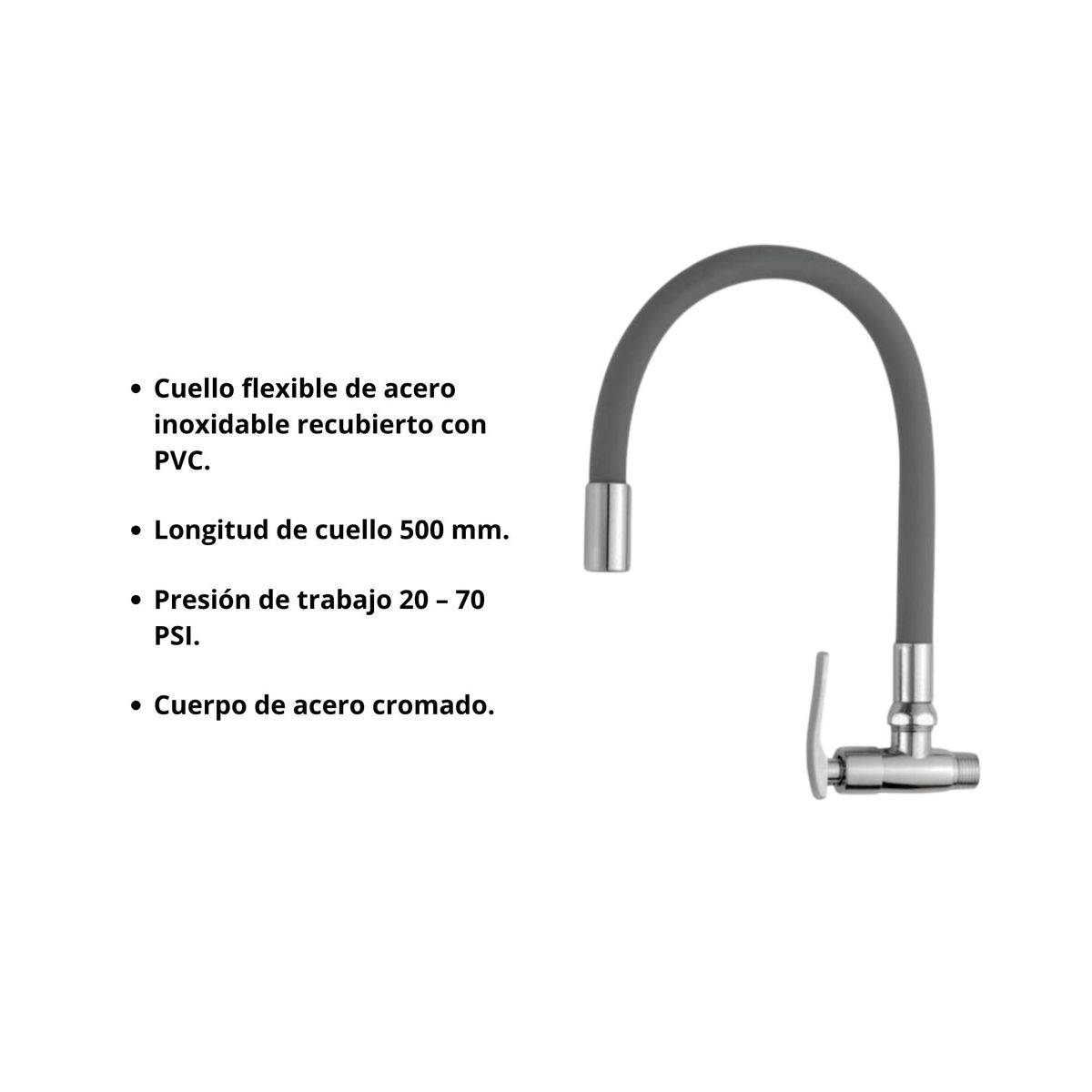 C&A - Llave Caño para Pared Flexible Gris CA