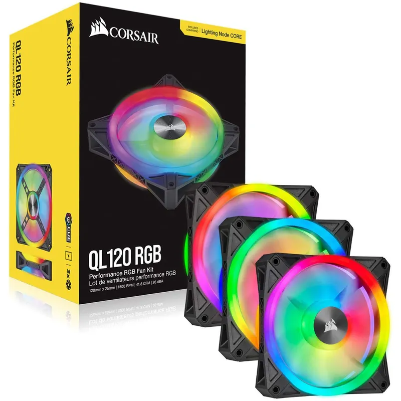 CORSAIR - Ventilador FAN RGB SETx3 CORSAIR QL120 RGB PWM con Controlador Negro
