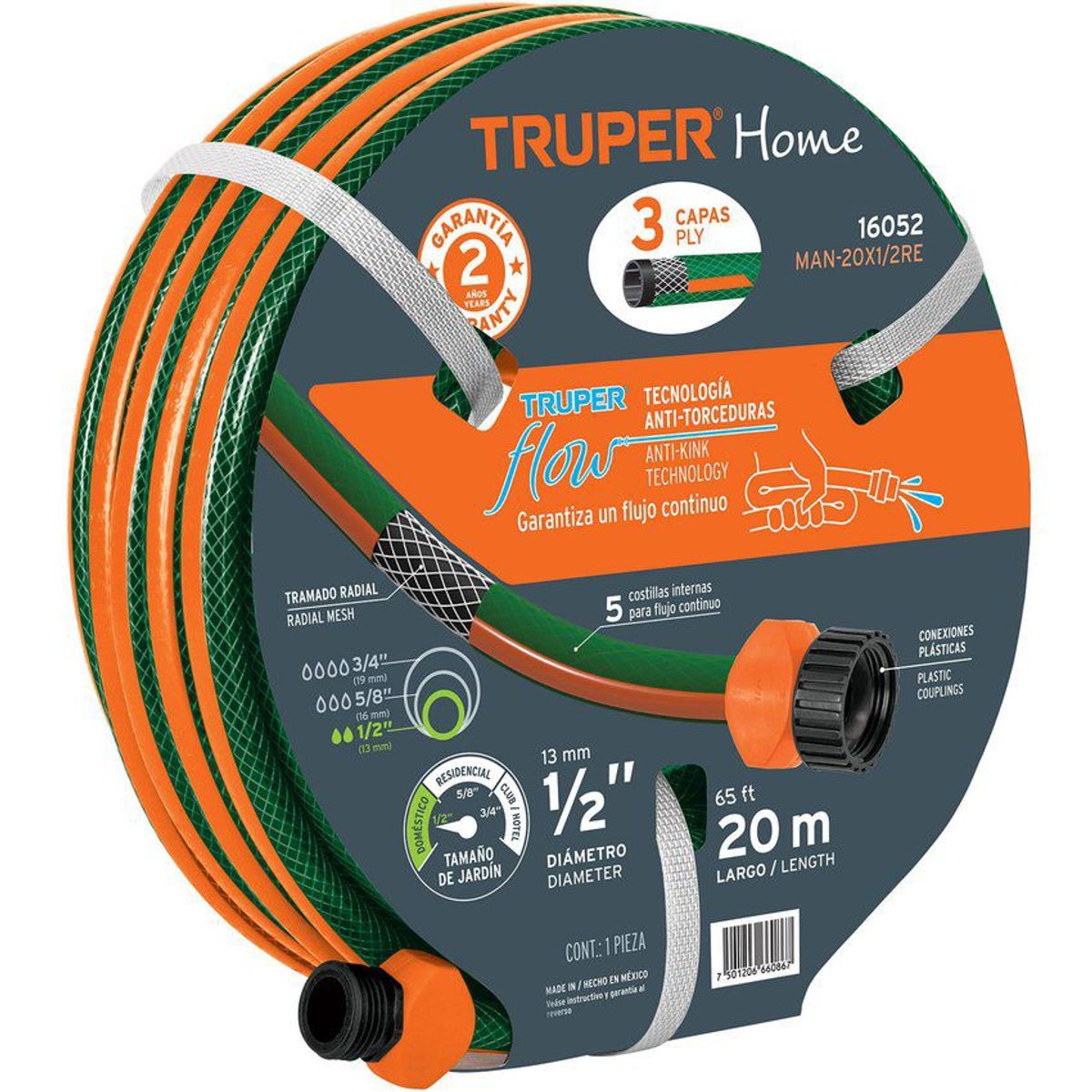 TRUPER - Manguera de riego expandible reforzada 12x20m truper