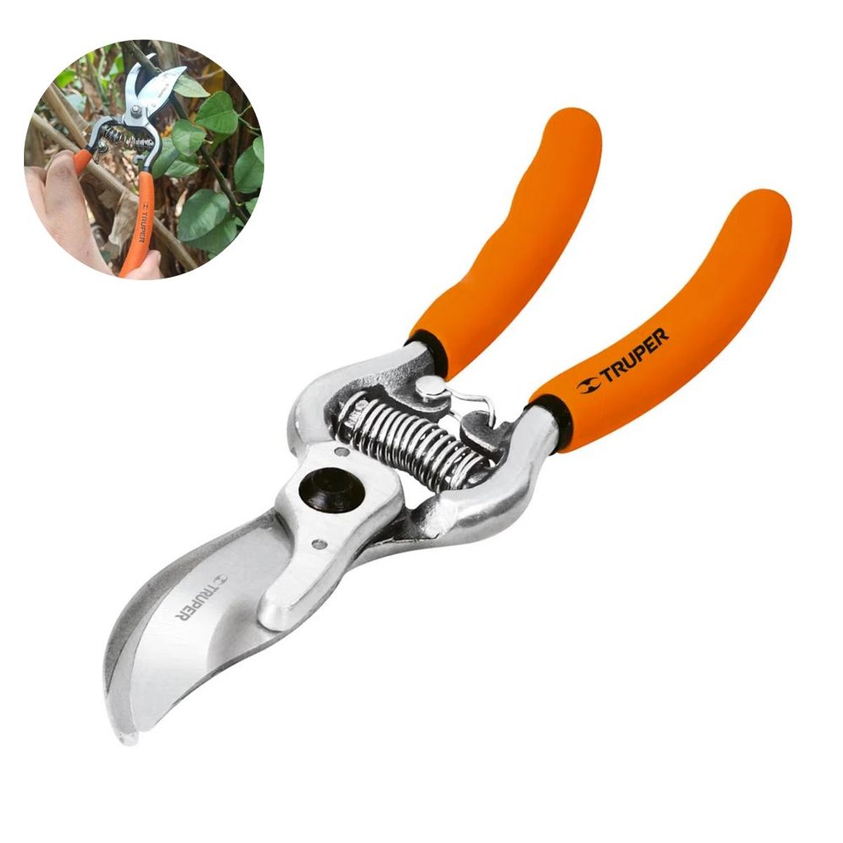 TRUPER - Tijera  para poda 8pulg. para jardinería, 18460 Truper