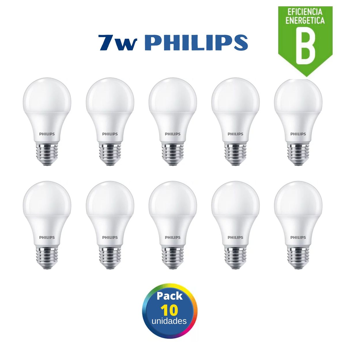 PHILIPS - Foco led philips 7w ecohome / pack 10 unidades