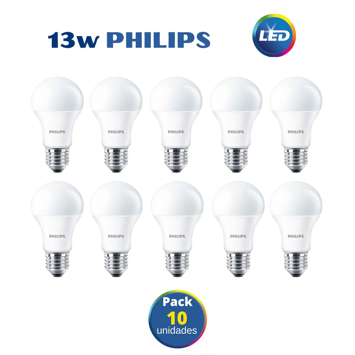 PHILIPS - Foco led philips 13w ecohome / pack 10 unidades