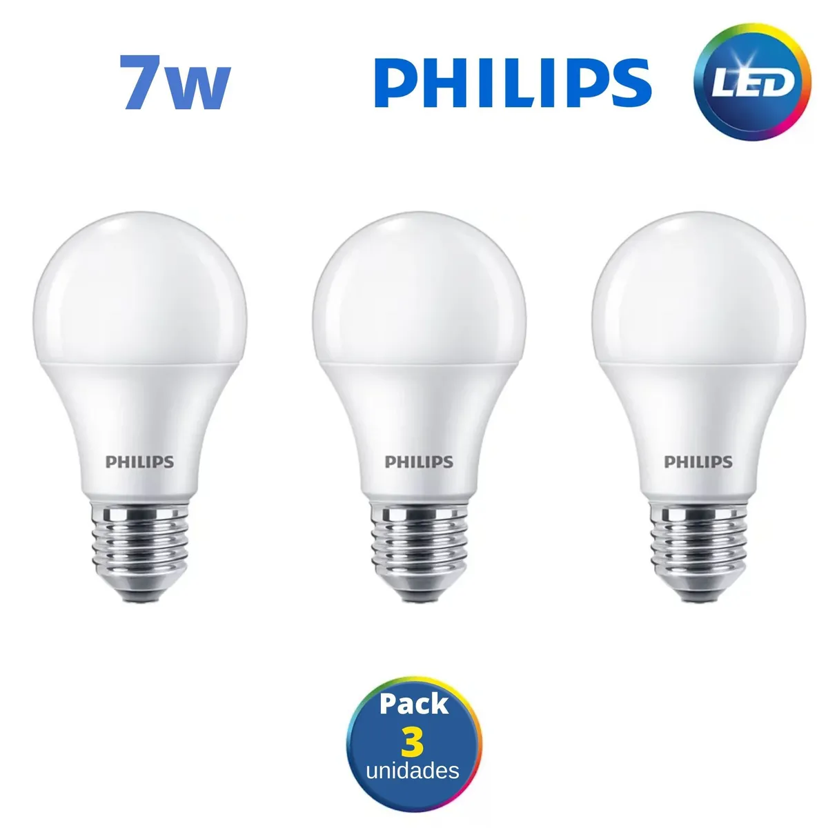 PHILIPS - Foco led philips 7w ecohome / pack 3 unidades