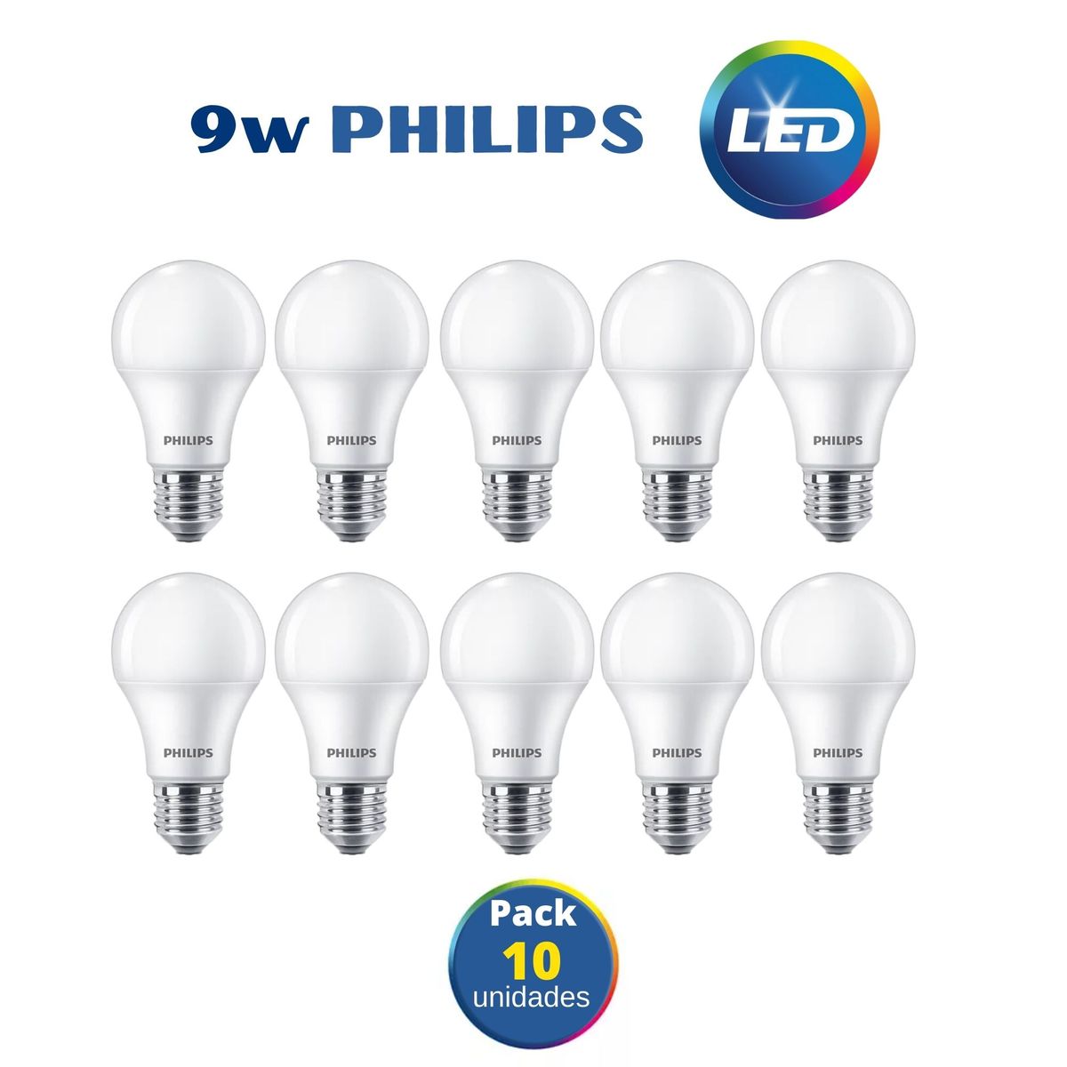 PHILIPS - Foco led philips 9w ecohome / pack 10 unidades