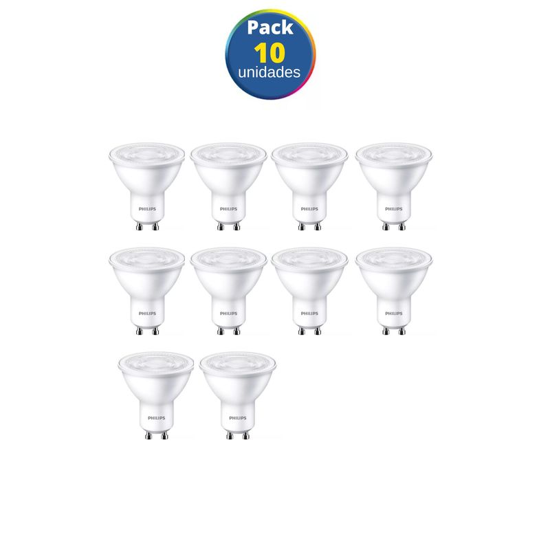 PHILIPS - Dicroico led  philips ecohome gu10 4.7 50w luz blanca / pack 10