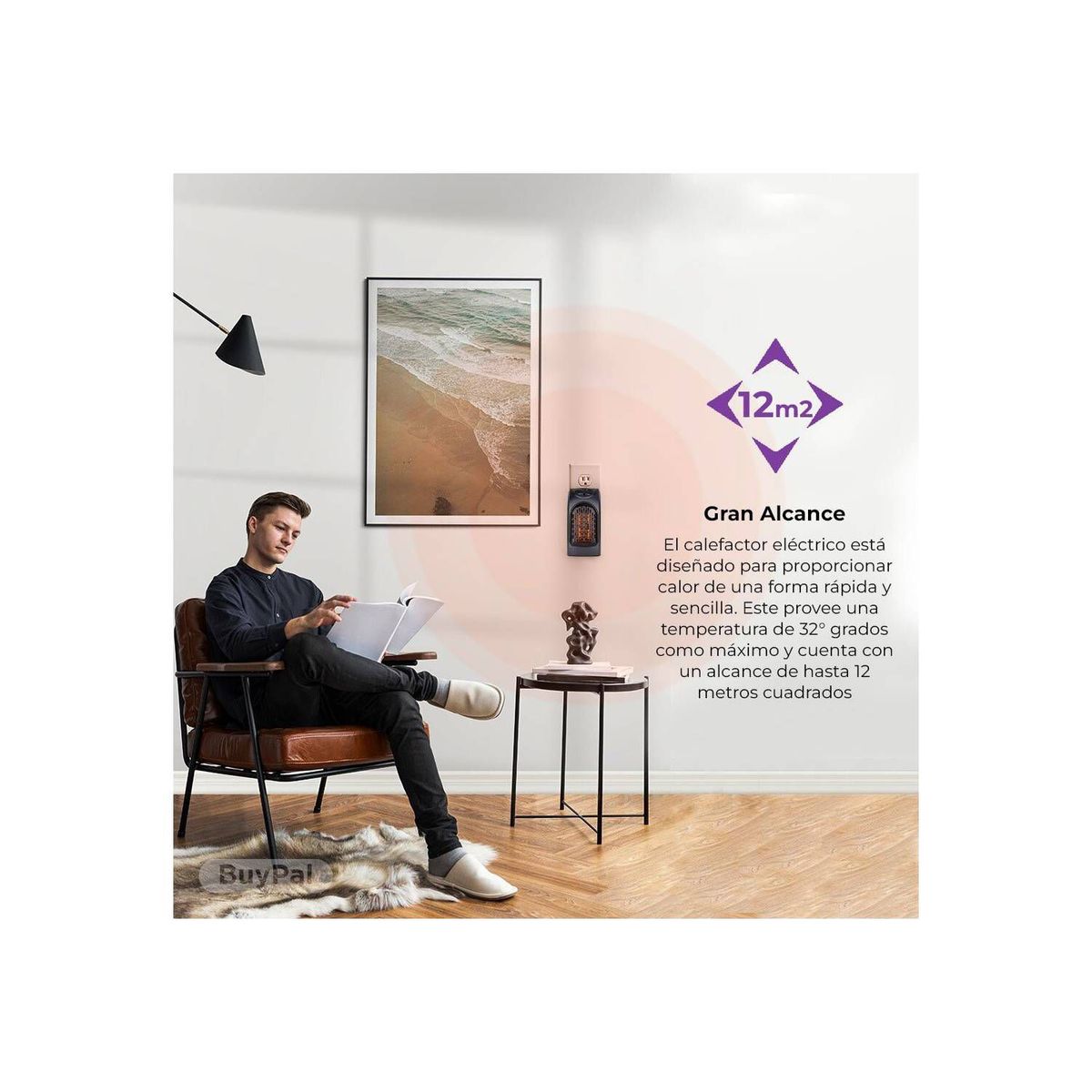 GENERICO - Calefactor Portatil Pared Digital Regulable