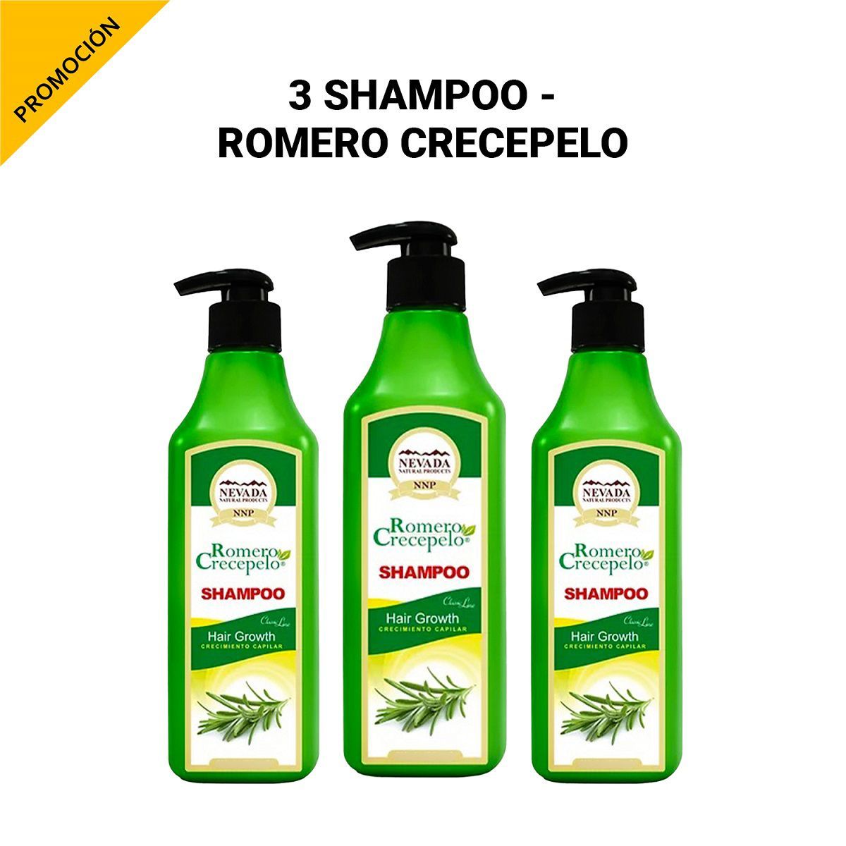 GENERICO - 3 Shampoo Romero Crecepelo 320 ml