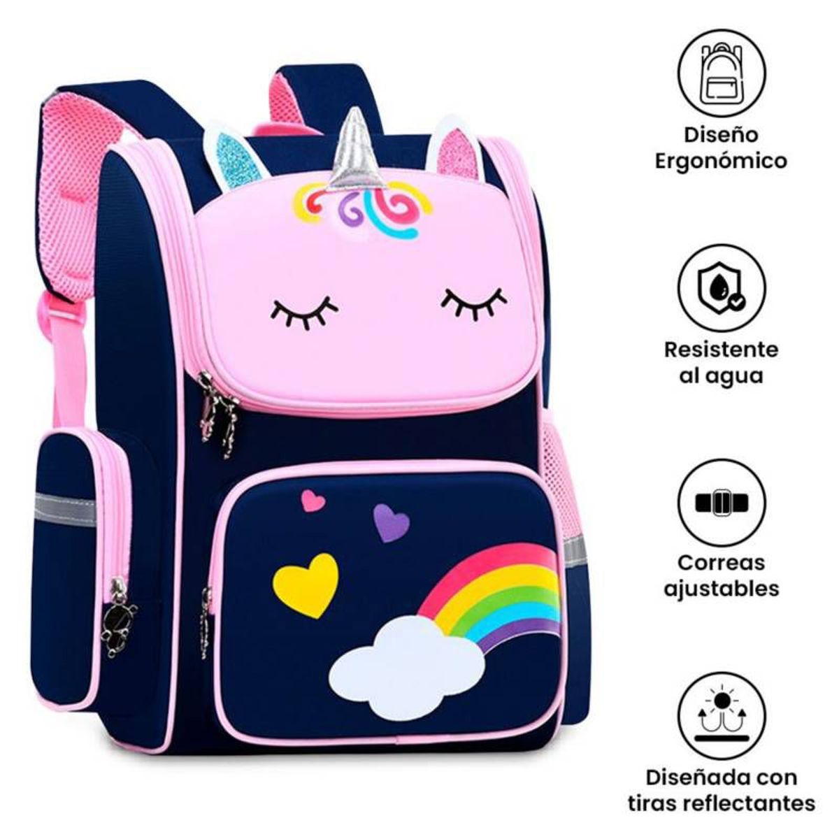 ITELSISTEM - Mochila Unicornio Niños Escolar Kawai Premiun Itelsistem Azulpink
