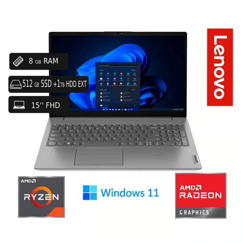 LENOVO - Lenovo V15 G4 AMD RYZEN 8GB RAM 512GB SSD 1TB HDD EXT 156 USB 128GB