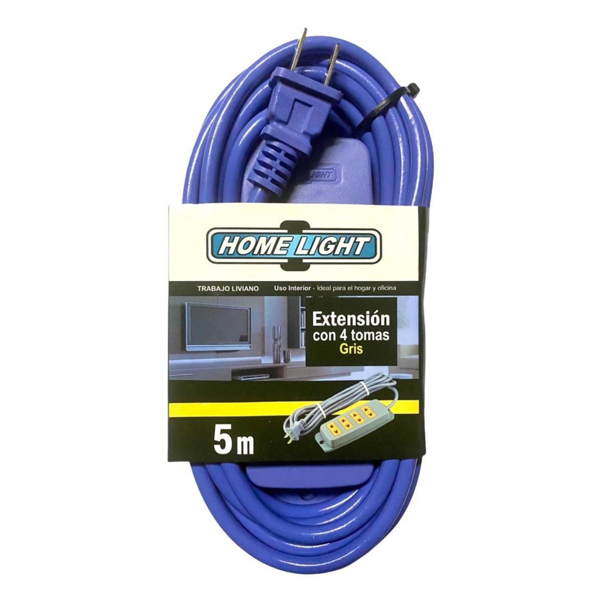 HOME LIGHT - Extensión eléctrica vulcanizado 5 Metros 4 Tomas Home Light Gris