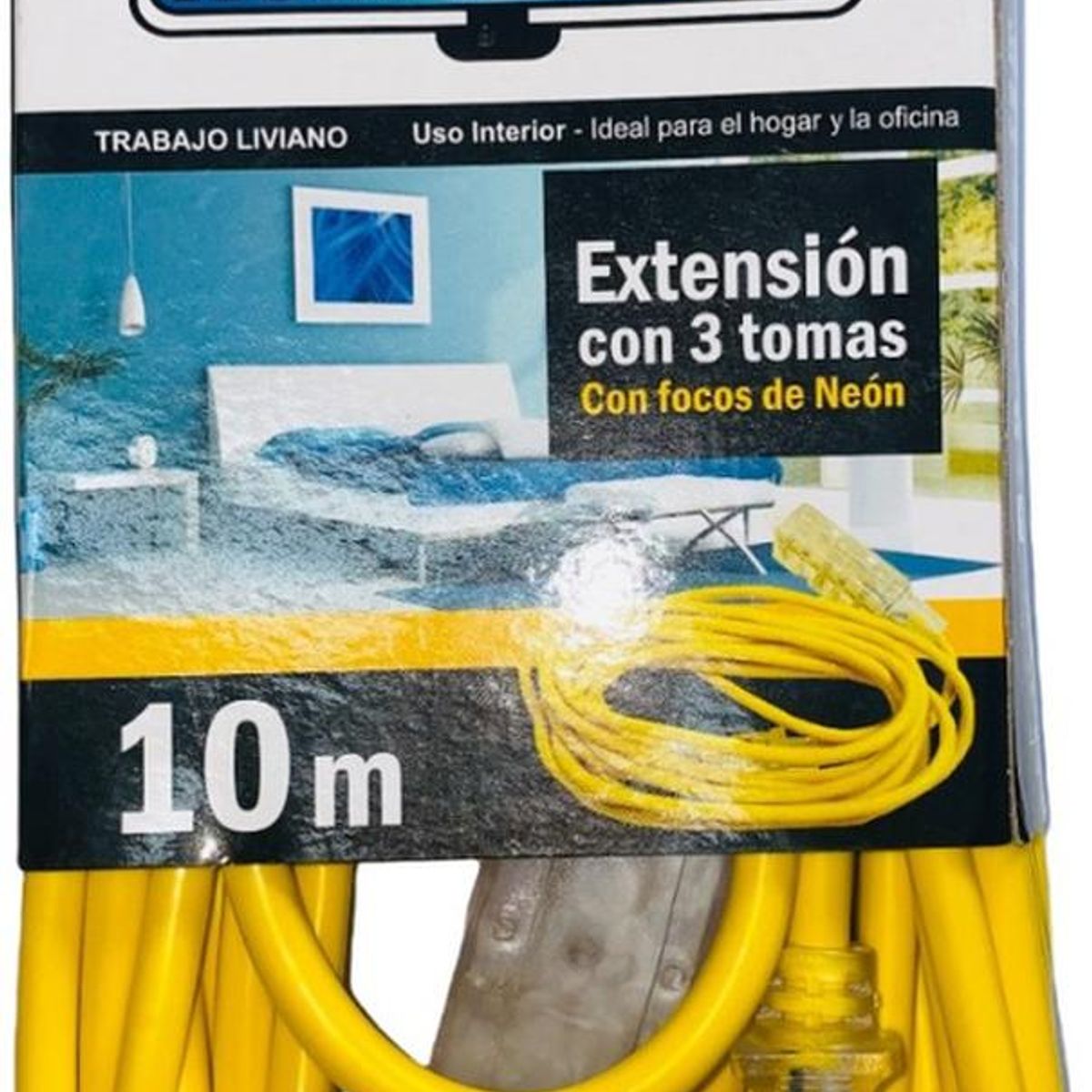 HOME LIGHT - Extensión eléctrica vulcanizado 10 Metros x 3 Tomas Home Light