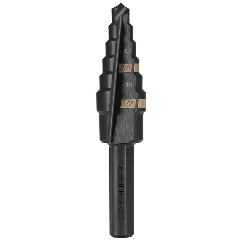 TRUPER - Broca escalonada óxido negro 6 escalones 3/16" a 1/2" Truper