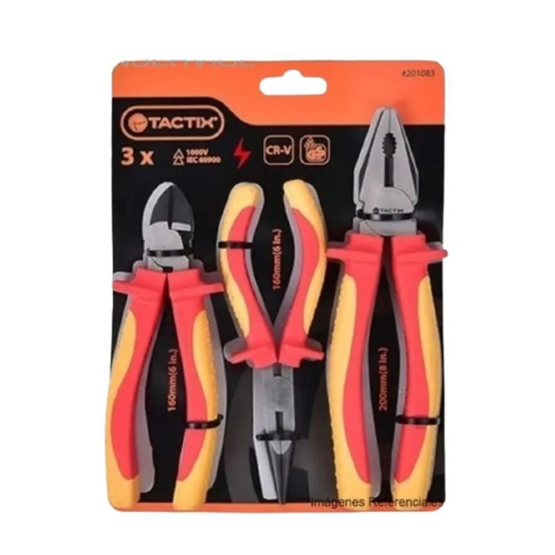 TACTIX - Juego de 3pc Alicates Dielectricos VDE Tactix