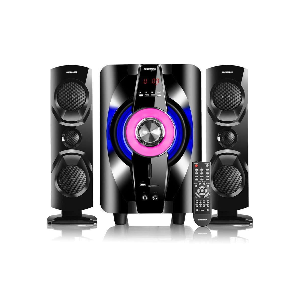 MICRONICS - Parlante 2.1.Micronics Shelby  MIC S7011BT 150 Watts USB/SD Bluetooth