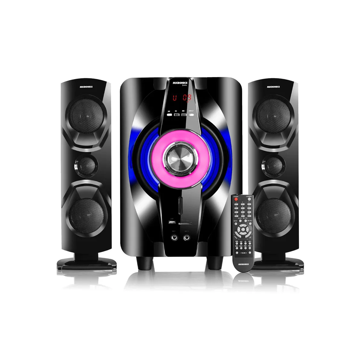 MICRONICS - Parlante 2.1.Micronics Shelby  MIC S7011BT 150 Watts USB/SD Bluetooth