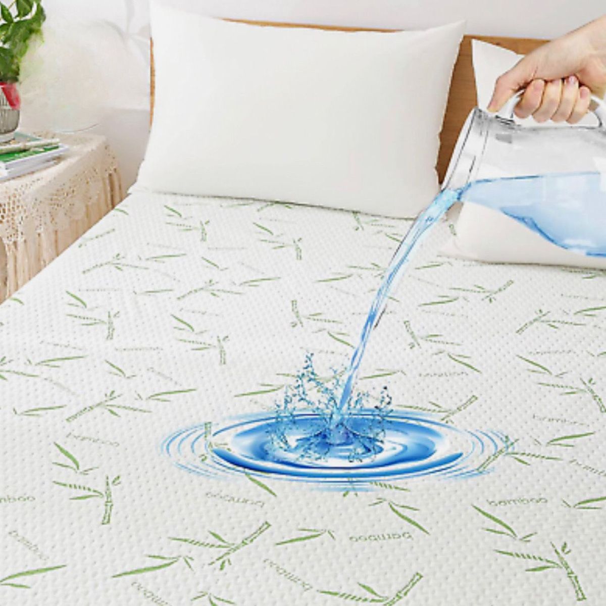 ISATEX HOME - Protector Impermeable Liga De Colchón De Bambú Queen