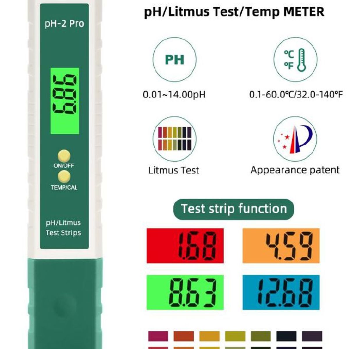 OEM - Medidor Digital de Ph y Temperatura 2 en 1 Phmetro Potenciómetro