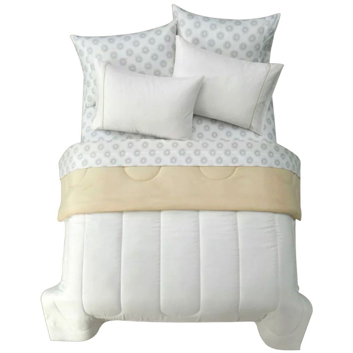 ISATEX HOME - Cubrecama 1.5 Plazas Canon Reversible De Algodón Pima Blanco