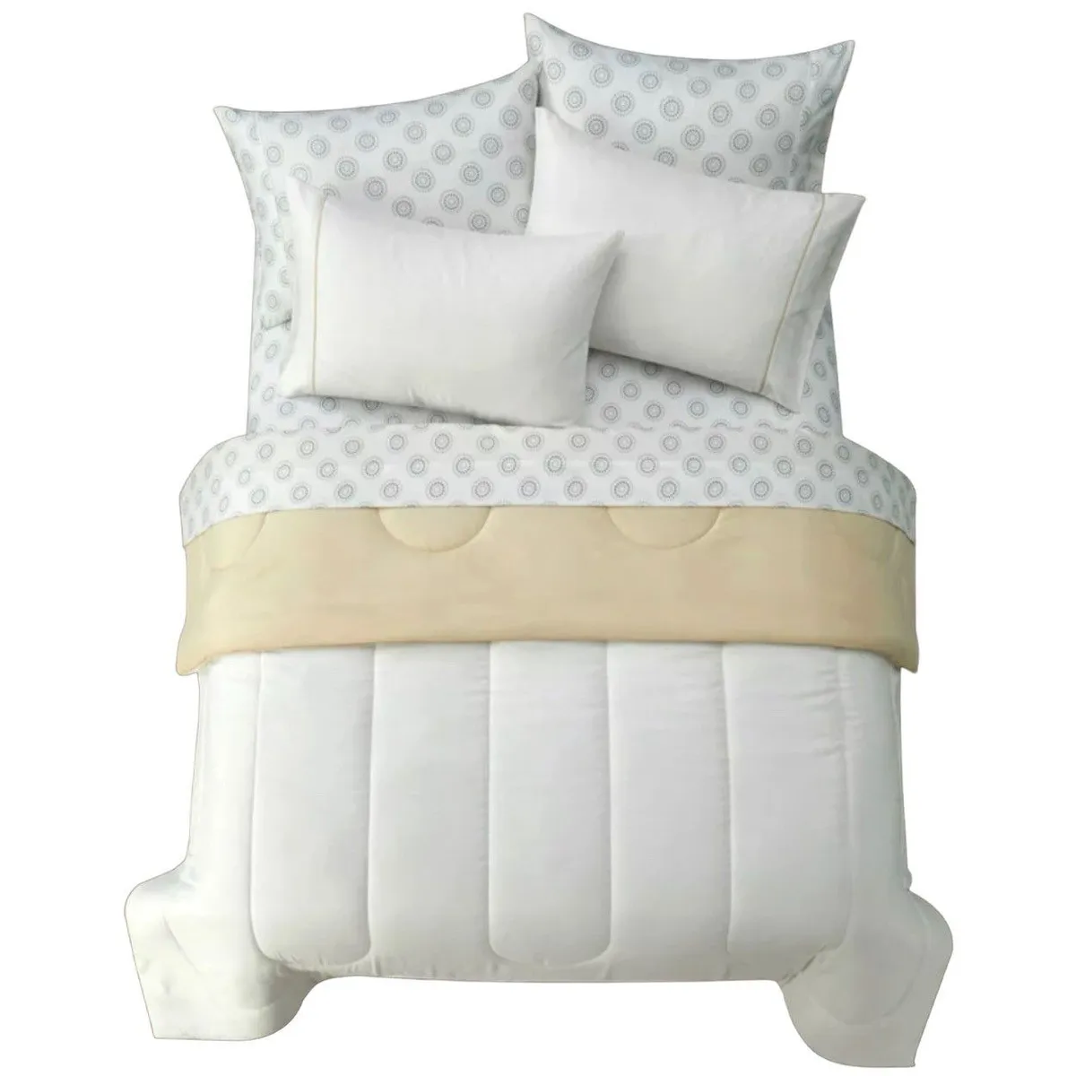 ISATEX HOME - Cubrecama 2 Plazas Canon Reversible De Algodón Pima Blanco