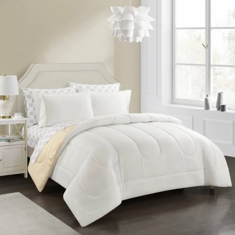 ISATEX HOME - Cubrecama Queen Canon Reversible De Algodón Pima Blanco