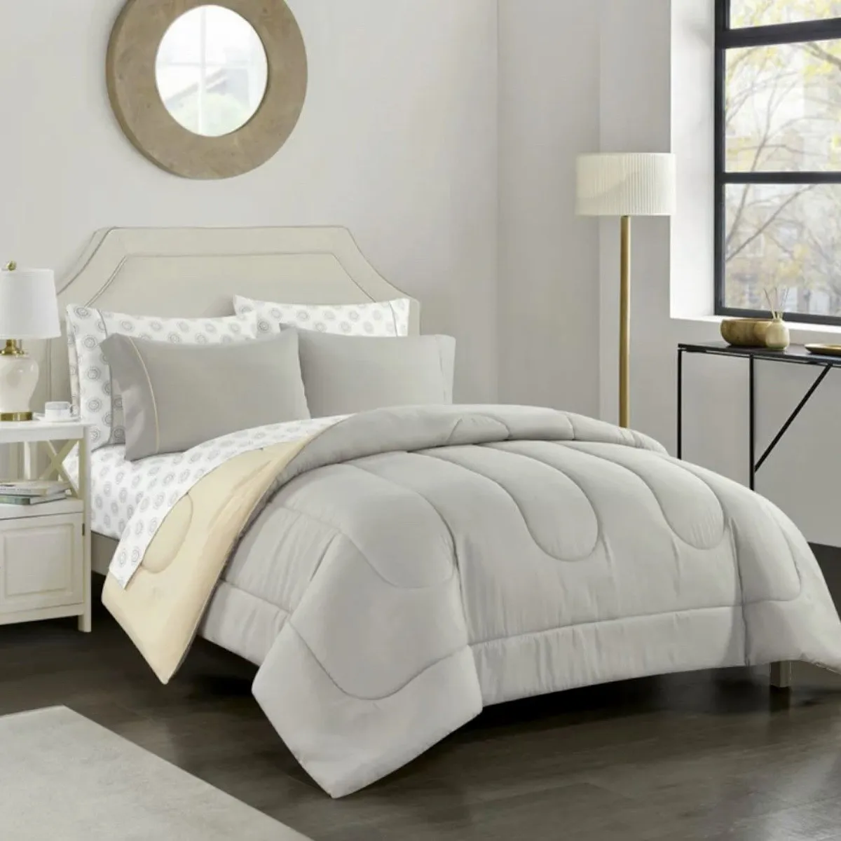 ISATEX HOME - Cubrecama 2 Plazas Canon Reversible De Algodón Pima Plomo