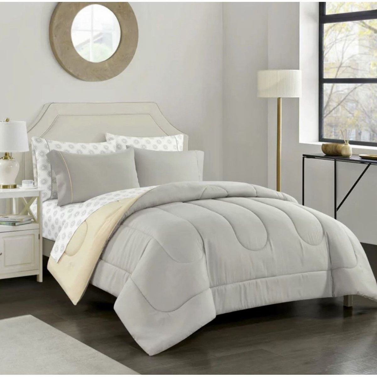 ISATEX HOME - Cubrecama 2 Plazas Canon Reversible De Algodón Pima Plomo