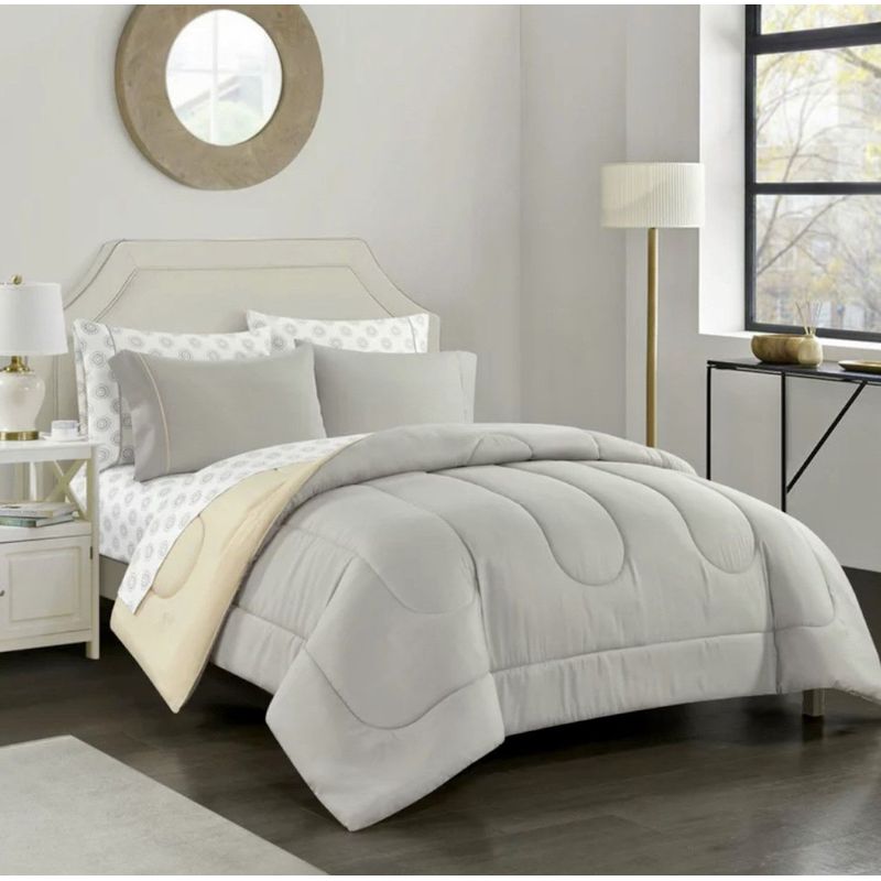 ISATEX HOME - Cubrecama 2 Plazas Canon Reversible De Algodón Pima Plomo