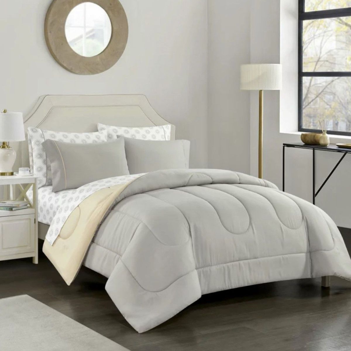 ISATEX HOME - Cubrecama King Canon Reversible De Algodón Pima Plomo