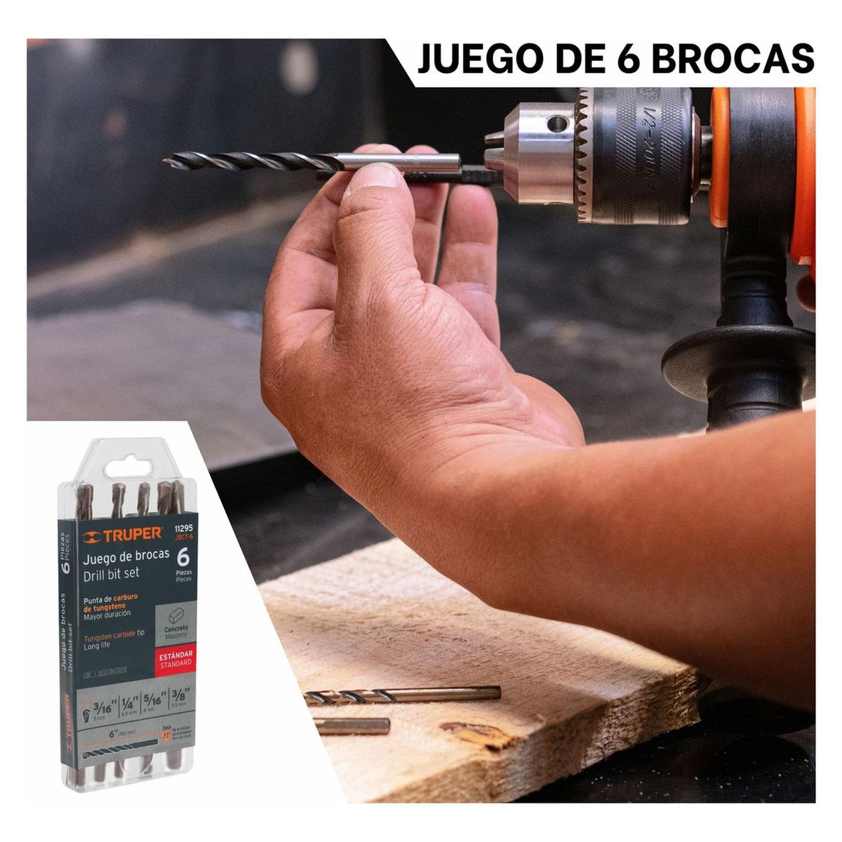 TRUPER - Juego de 6 brocas para concreto, Truper