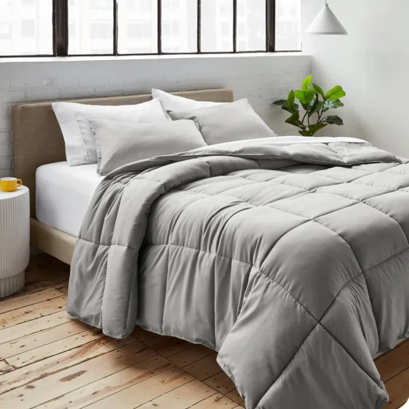 ISATEX HOME - Edredón Queen Monocromo Premium De Algodón Pima Plomo