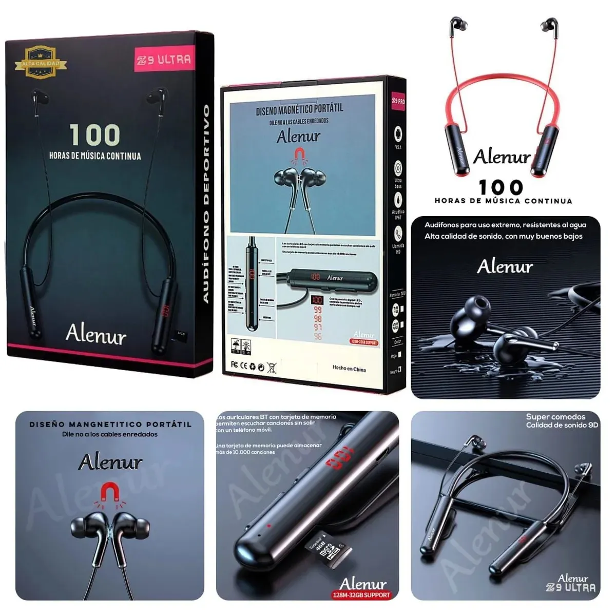 SM - Audífonos Alenur Z9 Pro Bluetooth Con 100 Horas De Duración