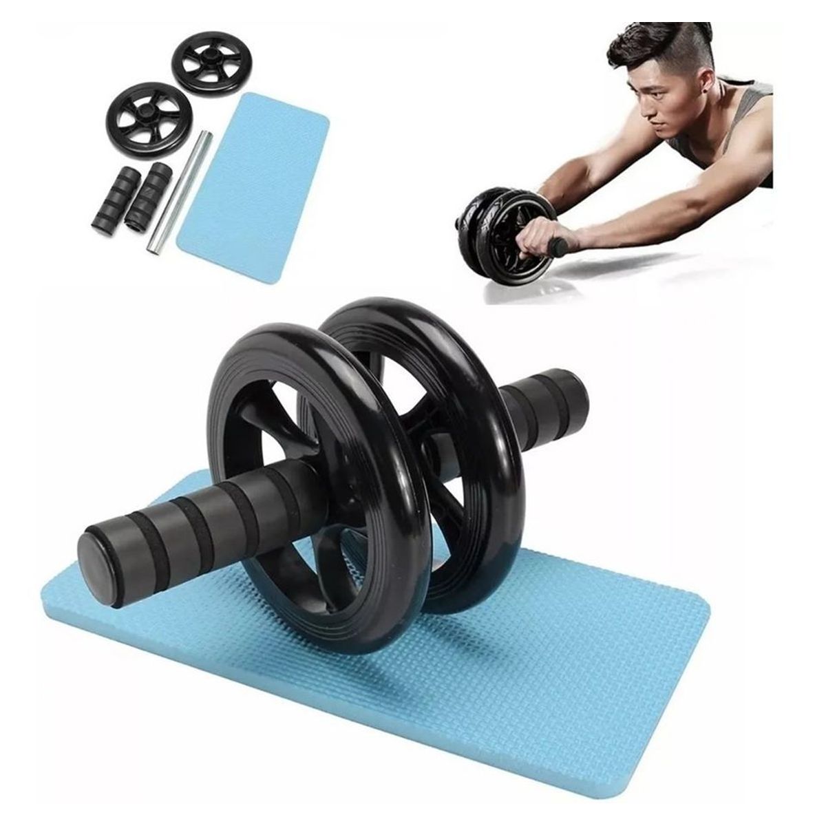 GENERICO - Rueda Abdominal Ejercicio Gym Con Almohadillas  Alfombra