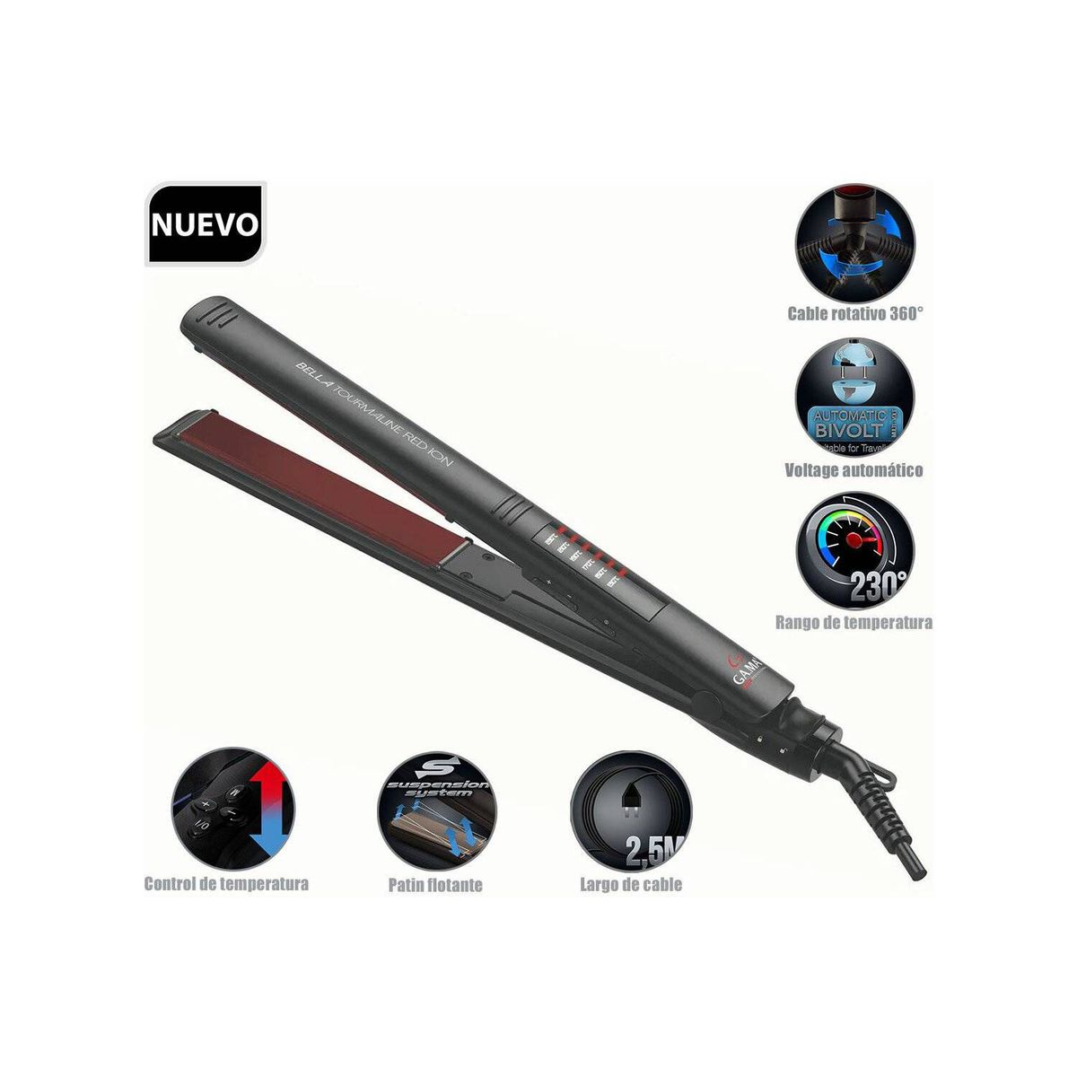 GAMA - Alisador elegance led bella tourmaline red ion BECHS0000002120