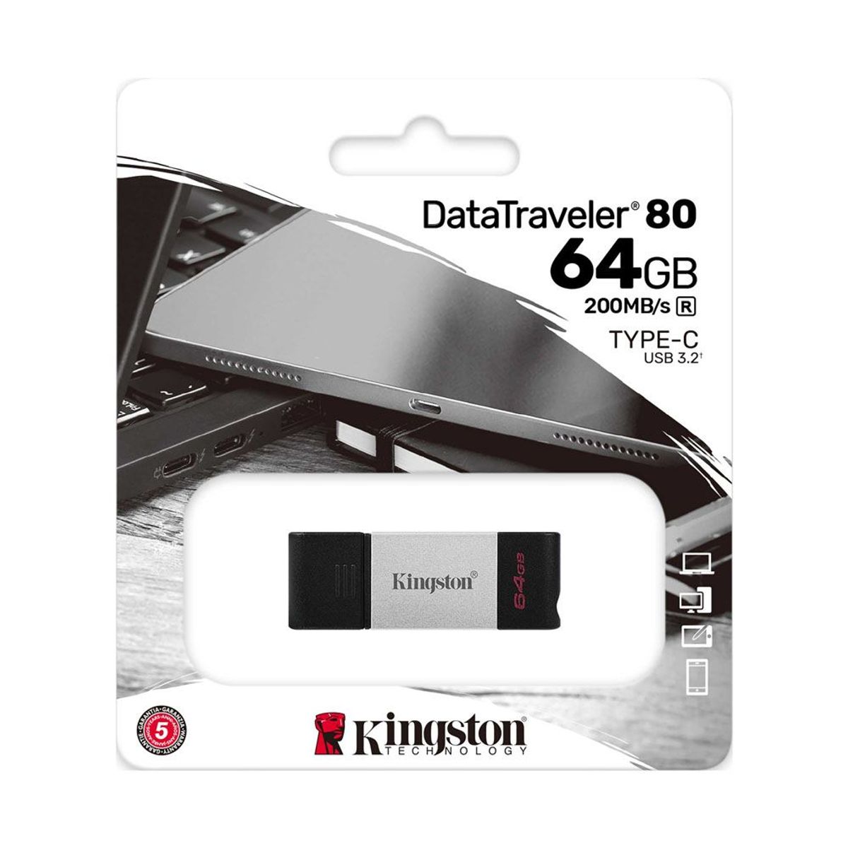 KINGSTON - Memoria USB-C 3.2 64GB Kingston DataTraveler 80 DT80/64GB