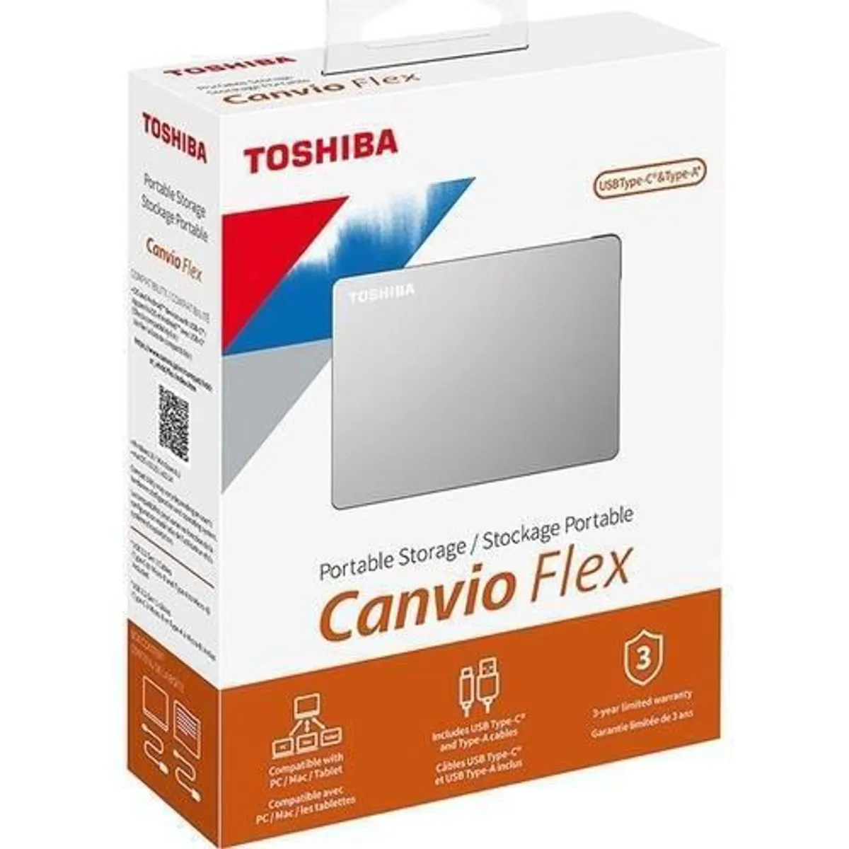 Toshiba - Disco Duro Portatil Externo TOSHIBA Canvio Flex 4TB Plata, USB 3.0