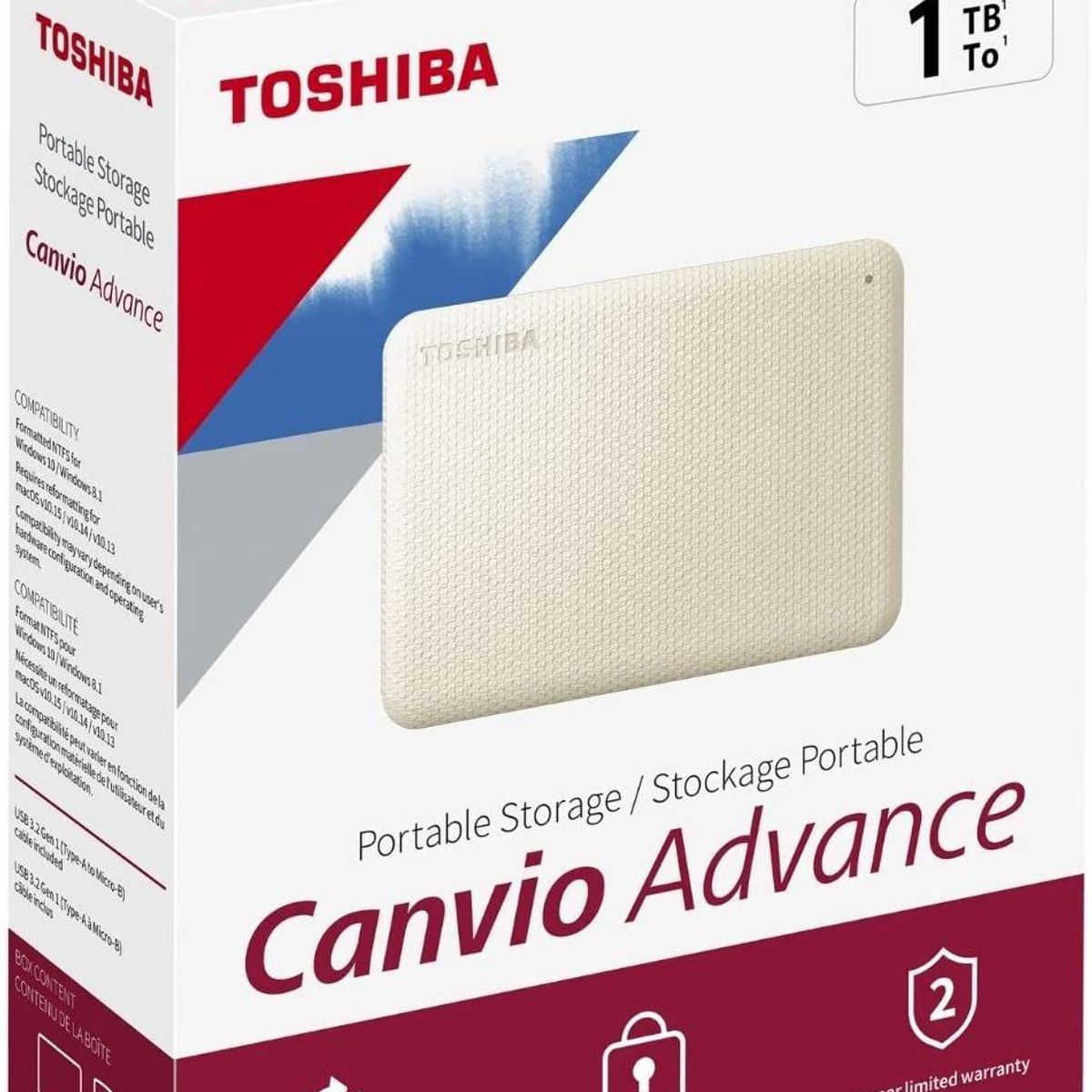 TOSHIBA - Disco Duro Portatil TOSHIBA Canvio Advance 1TB Blanco, USB 3.2