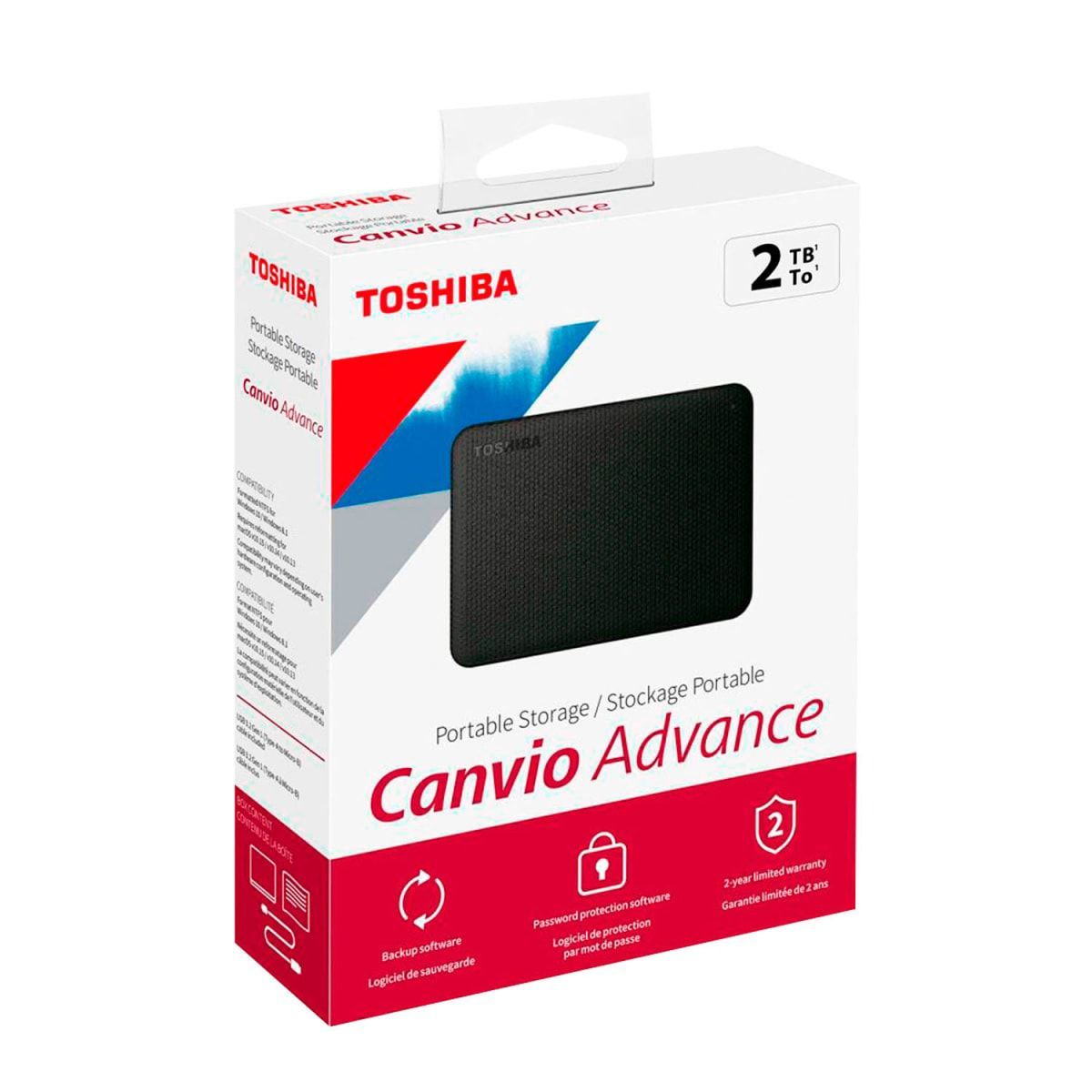 TOSHIBA - Disco Duro Portatil TOSHIBA Canvio Advance 2TB Negro,USB 3.0
