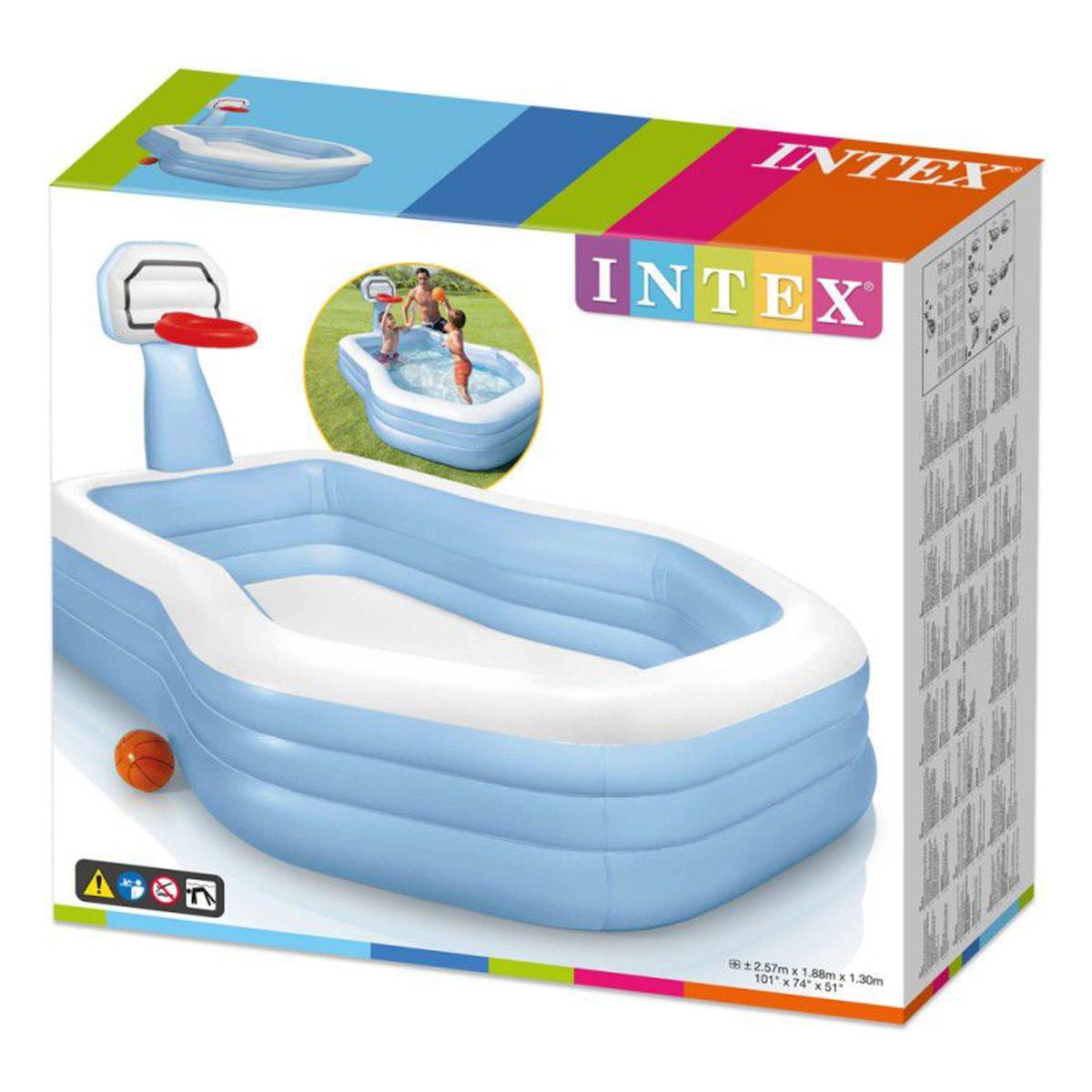INTEX - INTEX - Piscina inflable infantil con basquet 188x257x130